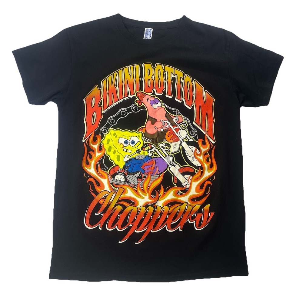 Bikini Bottom Choppers Spongebob Squarepants T Shirt Men Medium Black Graphic‎